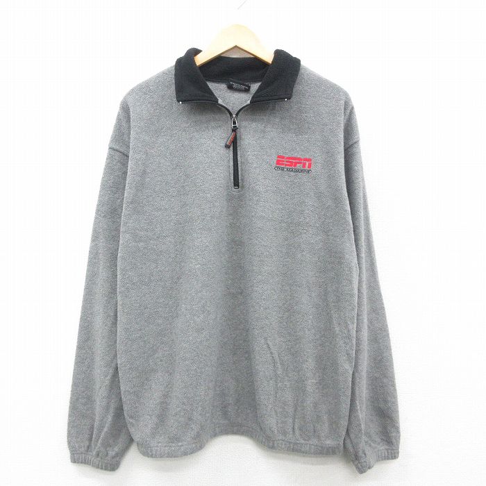 L★古着 長袖 ハーフジップ フリース ジャケット メンズ 00年代 00s ESPN グレー 24nov27 中古 アウター