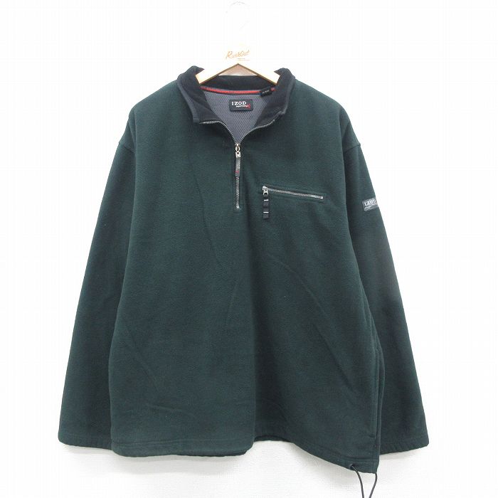 【50%OFF】XL★古着 IZOD 長袖 ハーフジップ フリース ジャケット メンズ 緑 グリーン 24nov27 中古 アウター