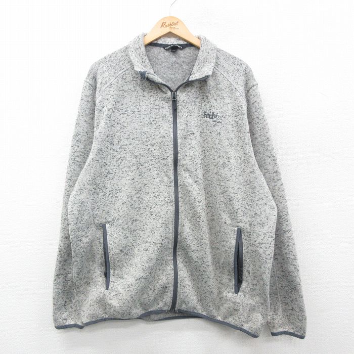 【20%OFF】XL★古着 長袖 フリース ジャケット メンズ ベターセーター FedEx グレー 霜降り 24nov27 中古 アウター