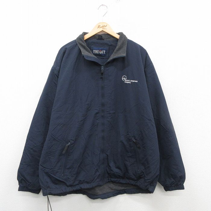 【50%OFF】XL★古着 長袖 ナイロン ジャケット メンズ 00年代 00s EMJ 大きいサイズ 紺 ネイビー 内側フリース 24nov30 中古 アウター