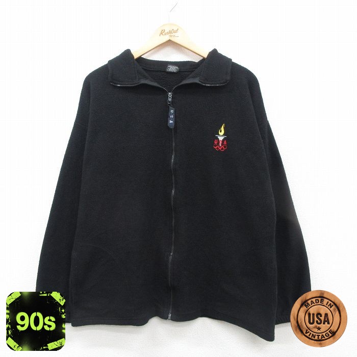 90s フリースジャケット USAオリンピック ブラック メンズM相当 | 古着