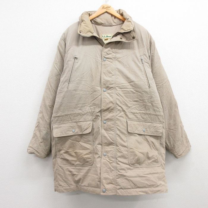 XL★古着 エルエルビーン LLBEAN 長袖 ダウン ジャケット メンズ 80年代 80s 大きいサイズ ロング丈 ベージュ カーキ 24dec06 中古 アウター