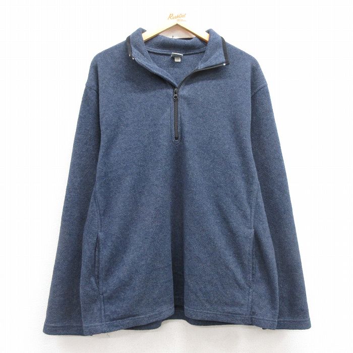 【50%OFF】L★古着 オールドネイビー OLD NAVY 長袖 ハーフジップ フリース ジャケット メンズ 00年代 00s 紺 ネイビー 霜降り 24dec06 中古 アウター