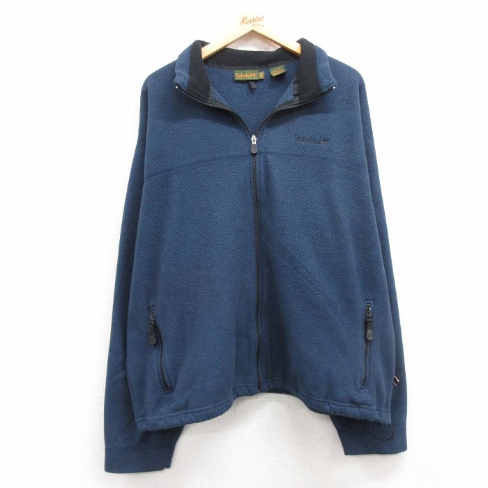 XL★古着 ティンバーランド 長袖 フリース ジャケット メンズ 00年代 00s ワンポイントロゴ ポーラテック 大きいサイズ 紺 ネイビー 24dec06 中古 アウター