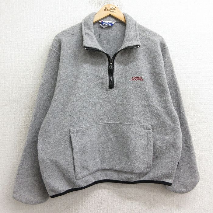 M★古着 チャンピオン champion 長袖 ハーフジップ フリース ジャケット メンズ 90年代 90s LOOMIS CHAFFEE グレー 24dec06 中古 アウター