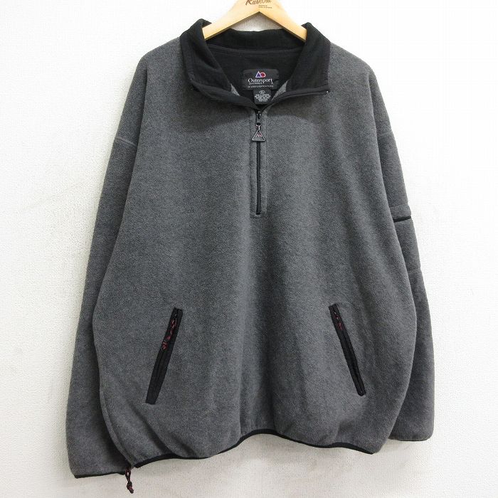XL★古着 長袖 ハーフジップ フリース ジャケット メンズ 00年代 00s 大きいサイズ グレー 【spe】 24dec06 中古 アウター