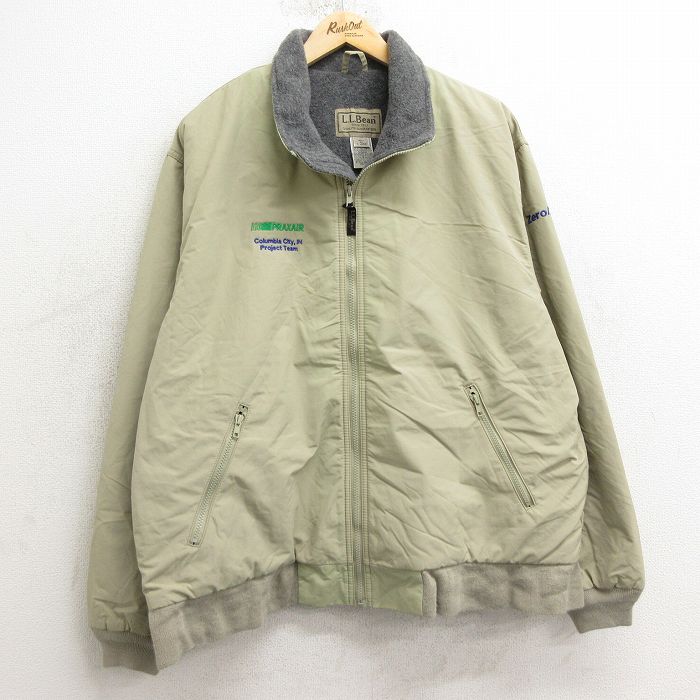 XL★古着 エルエルビーン LLBEAN 長袖 ナイロン ジャケット メンズ 00年代 00s PRAXAIR ベージュ カーキ 内側フリース 24dec06 中古 アウター