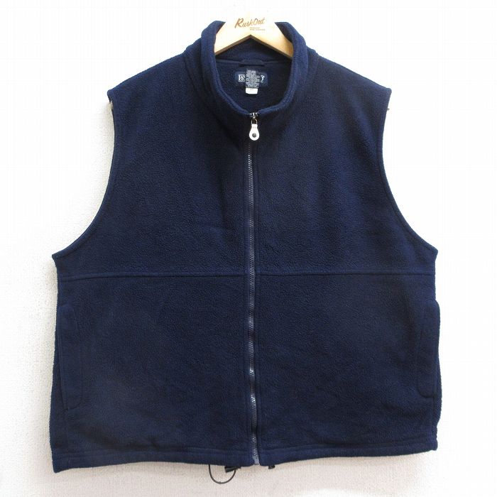 L★古着 ランズエンド フリース ベスト メンズ 90年代 90s 紺 ネイビー 24dec07 中古 アウター