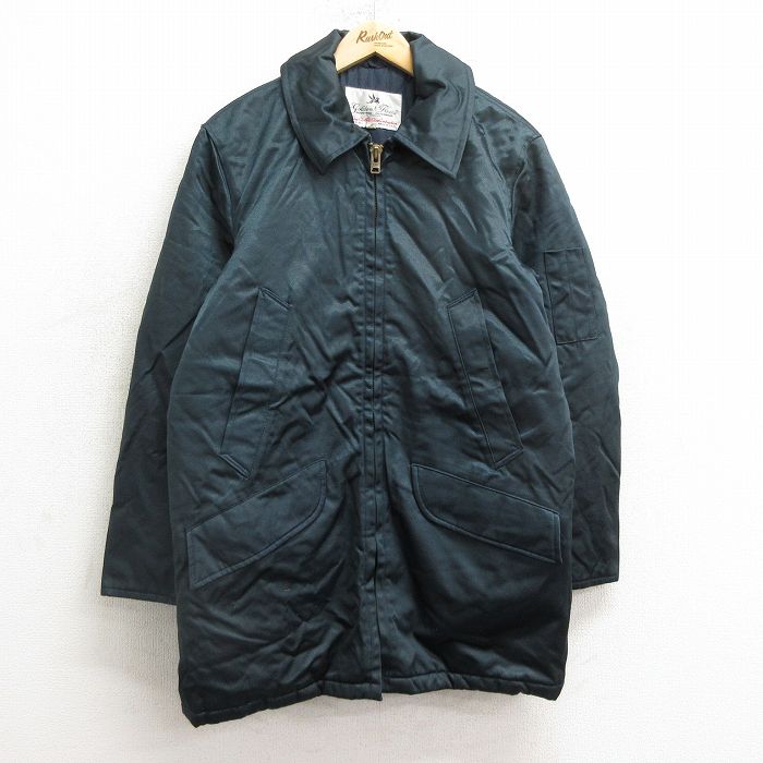 M★古着 ゴールデンフリース 長袖 ジャケット メンズ 80年代 80s ロング丈 USA製 紺系 ネイビー 内側キルティング 24dec07 中古 アウター