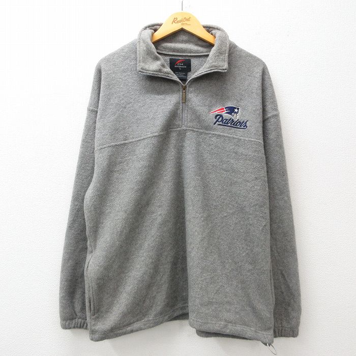 【20%OFF】L★古着 長袖 ハーフジップ フリース ジャケット メンズ NPL ニューイングランドペイトリオッツ グレー アメフト スーパーボウル 24dec09 中古 アウター