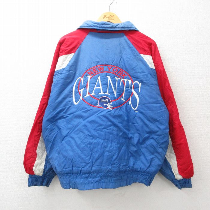 XL★古着 長袖 ナイロン ジャケット メンズ 00年代 00s NFL ニューヨークジャイアンツ 大きいサイズ 薄紺他 ネイビー アメフト スーパーボウル 24dec09 中古 アウター
