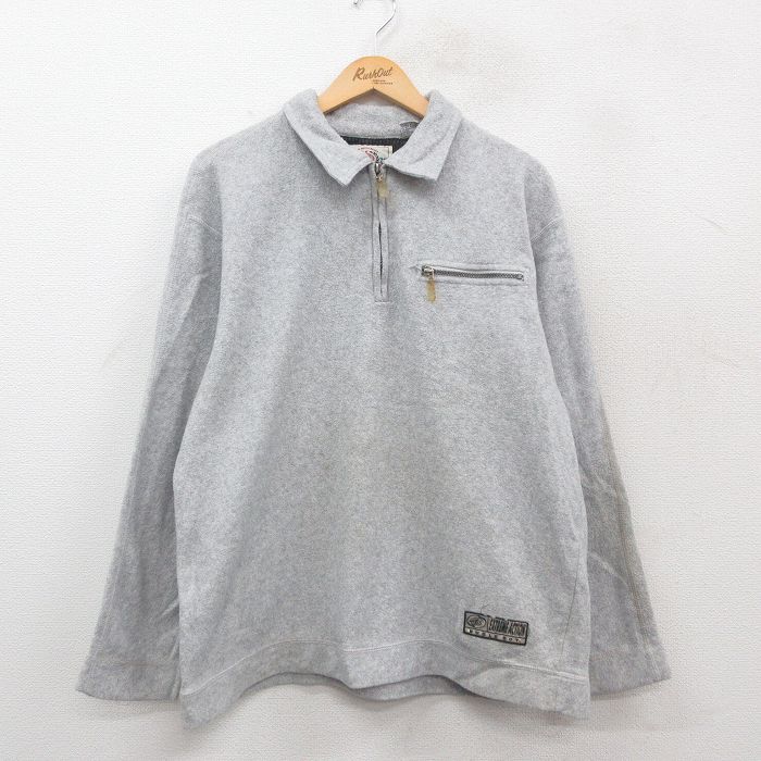 【50%OFF】XL★古着 ビューグルボーイ 長袖 ハーフジップ フリース ジャケット メンズ 90年代 90s 薄グレー 24dec10 中古 アウター