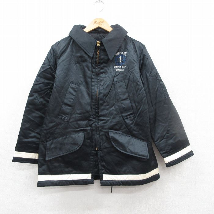 L★古着 長袖 ジャケット メンズ 90年代 90s FAIRVIEW USA製 黒 ブラック 内側キルティング 24dec10 中古 アウター