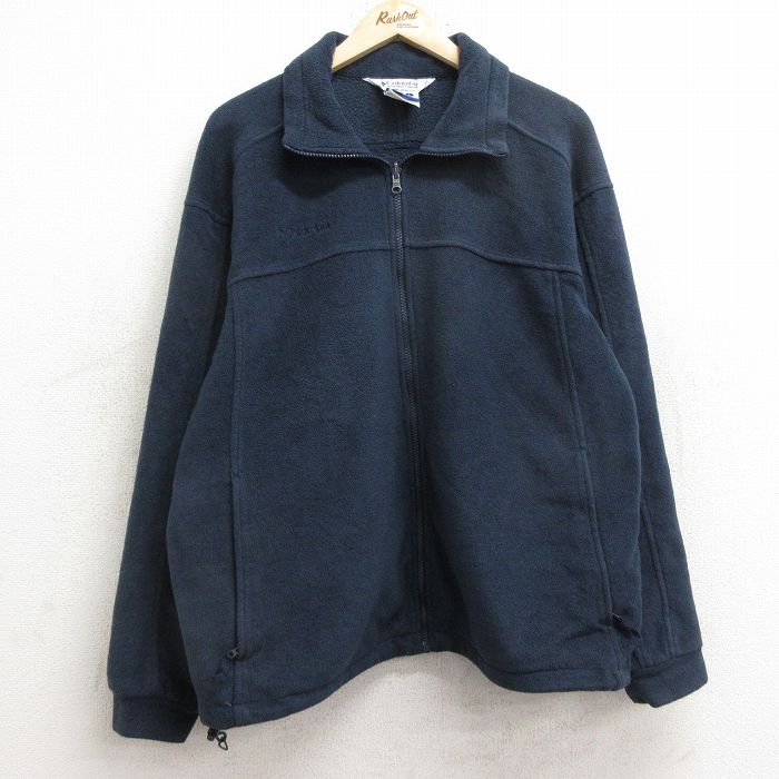 L★古着 コロンビア COLUMBIA 長袖 フリース ジャケット メンズ 00年代 00s ワンポイントロゴ 紺 ネイビー 24dec10 中古 アウター