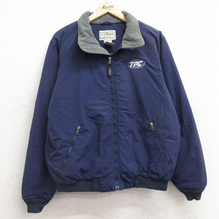 M★古着 エルエルビーン LLBEAN 長袖 ナイロン ジャケット メンズ 00年代 00s TPC 紺 ネイビー 内側フリース 24dec10 中古 アウター