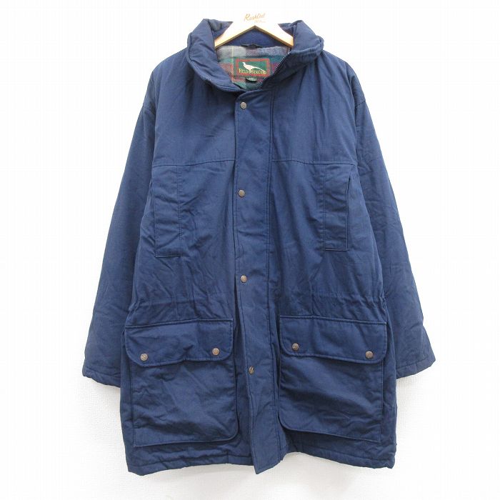 【50%OFF】XL★古着 長袖 ジャケット メンズ 90年代 90s シンサレート 大きいサイズ ロング丈 紺 ネイビー 内側フランネル 24dec12 中古 アウター