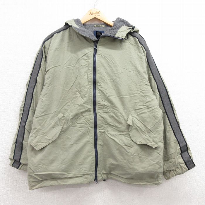 L★古着 ギャップ GAP 長袖 ナイロン ジャケット パーカー メンズ 00年代 00s 緑系 グリーン 内側フリース 24dec12 中古 アウター