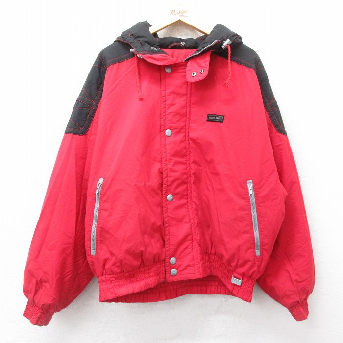 XL★古着 長袖 ナイロン ジャケット パーカー メンズ WHITE STAG ツートンカラー 赤他 レッド 内側キルティング 24dec14 中古 アウター