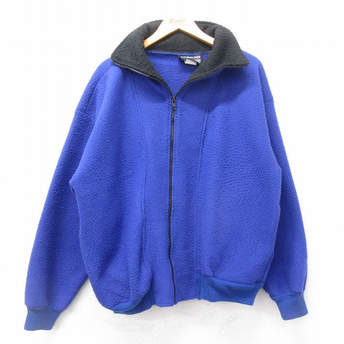 L★古着 長袖 フリース ジャケット メンズ 90年代 90s 青他 ブルー 24dec14 中古 アウター