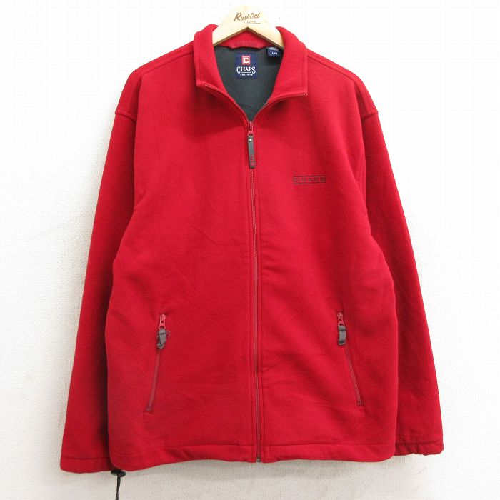 L★古着 チャップス 長袖 フリース ジャケット メンズ ワンポイントロゴ 赤 レッド 24dec14 中古 アウター