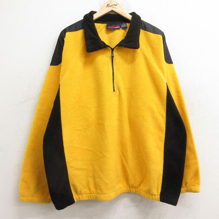 XL★古着 長袖 ハーフジップ フリース ジャケット メンズ 90年代 90s ラグラン 大きいサイズ 黄他 イエロー 24dec14 中古 アウター