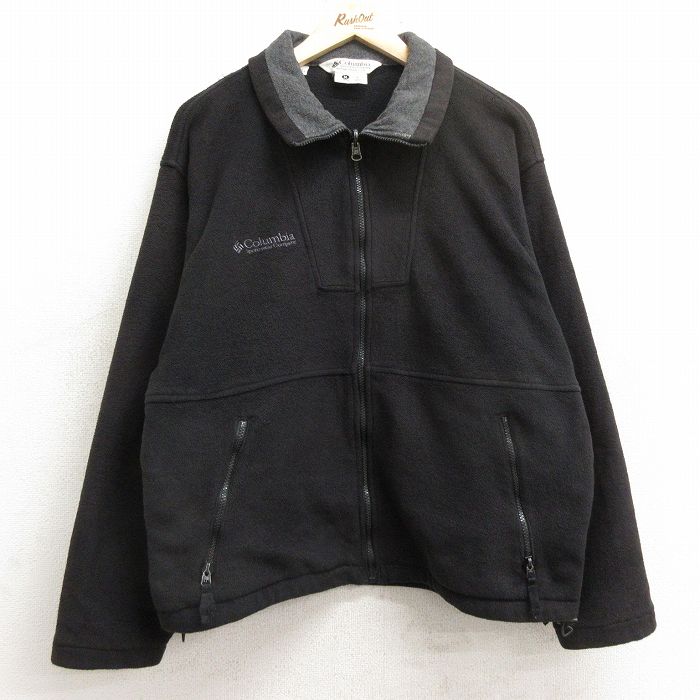 M★古着 コロンビア COLUMBIA 長袖 フリース ジャケット メンズ 00年代 00s ワンポイントロゴ 黒 ブラック 24dec14 中古 アウター