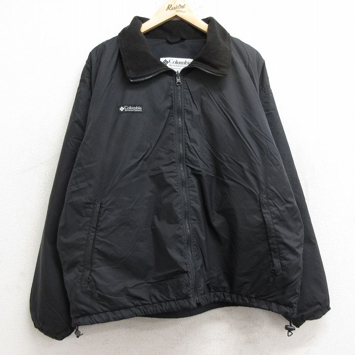 XL★古着 コロンビア COLUMBIA 長袖 ジャケット メンズ 00年代 00s ワンポイントロゴ 黒 ブラック 内側フリース 24dec17 中古 アウター