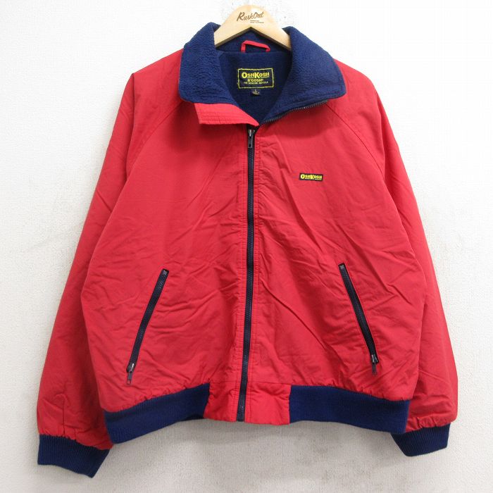 L★古着 オシュコシュ OSHKOSH 長袖 ナイロン ジャケット メンズ 90年代 90s ラグラン 赤他 レッド 内側フリース 24dec17 中古 アウター