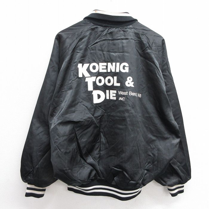 XL★古着 長袖 ナイロン ジャケット メンズ 90年代 90s KOENIG 大きいサイズ ラグラン USA製 黒 ブラック 24dec18 中古 アウター