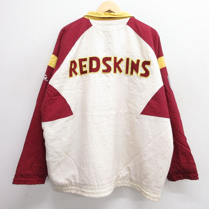 XL★古着 長袖 ナイロン ジャケット メンズ 00年代 00s NFL ワシントンレッドスキンズ 刺繍 大きいサイズ ラグラン 白他 ホワイト アメフト スーパーボウル 内側キルティング 24dec18 中古 アウター