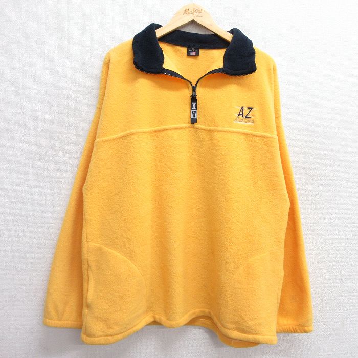 【50%OFF】L★古着 長袖 ハーフジップ フリース ジャケット メンズ 90年代 90s アリゾナ 黄 イエロー 24dec18 中古 アウター