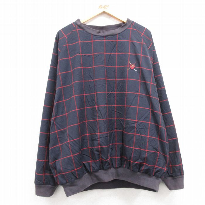 XL★古着 ラルフローレン Ralph Lauren 長袖 ブランド ジャケット メンズ 90年代 90s ワンポイントロゴ 大きいサイズ ラグラン 紺他 ネイビー チェック 内側フリース 【spe】 24dec19 中古 アウター