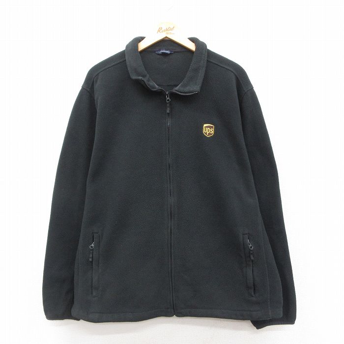 【50%OFF】XL★古着 ランズエンド 長袖 フリース ジャケット メンズ ups 大きいサイズ 黒 ブラック 24dec19 中古 アウター