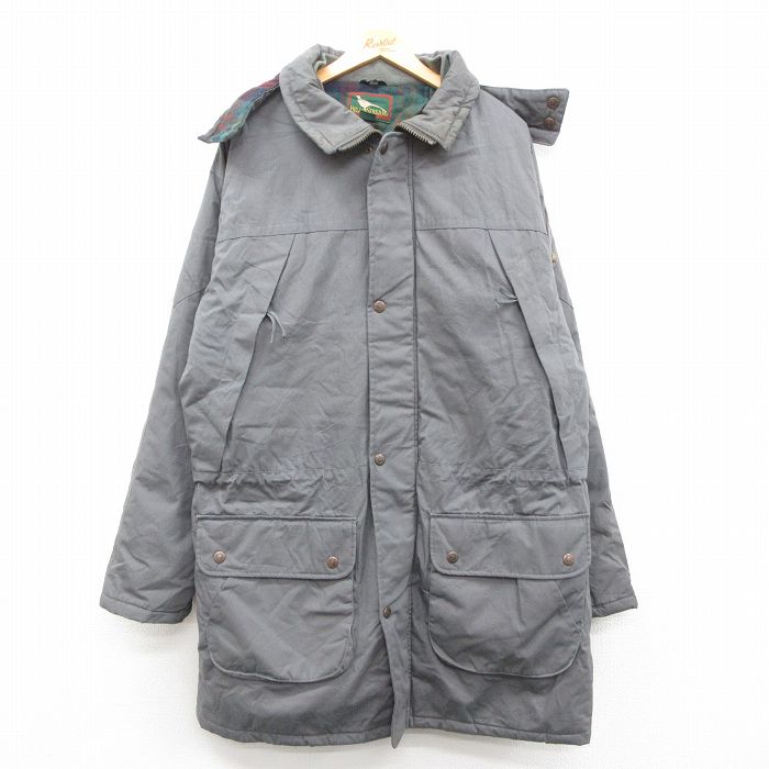 【50%OFF】XL★古着 長袖 ジャケット マウンテン パーカー メンズ 90年代 90s 大きいサイズ ロング丈 グレー 24dec19 中古 アウター