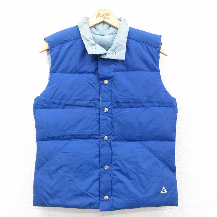 【50%OFF】S★古着 ジェリー ナイロン ダウン ベスト メンズ 90年代 90s リバーシブル USA製 青 ブルー 24dec21 中古 アウター