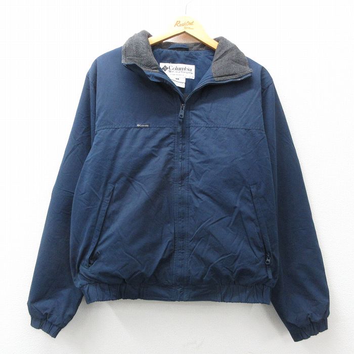 L★古着 コロンビア COLUMBIA 長袖 ジャケット メンズ 00年代 00s ワンポイントロゴ 紺 ネイビー 内側フリース 24dec24 中古 アウター