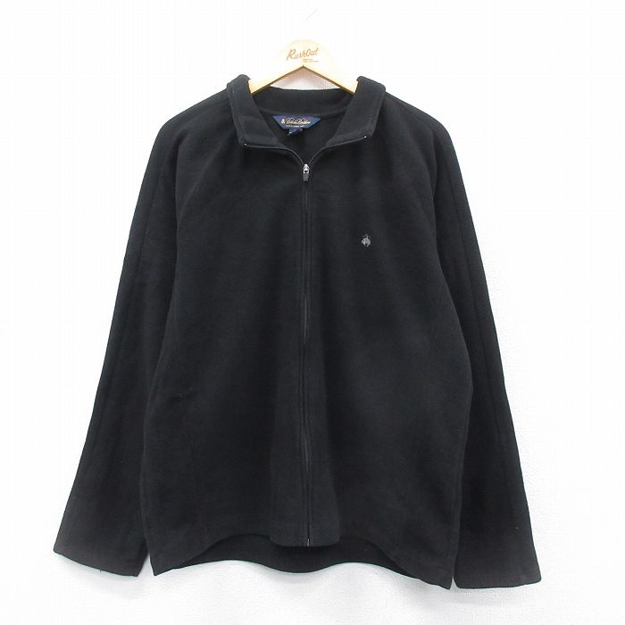 【50%OFF】L★古着 ブルックスブラザーズ BROOKS BROTHERS 長袖 ブランド フリース ジャケット メンズ ワンポイントロゴ ラグラン 黒 ブラック 24dec25 中古 アウター