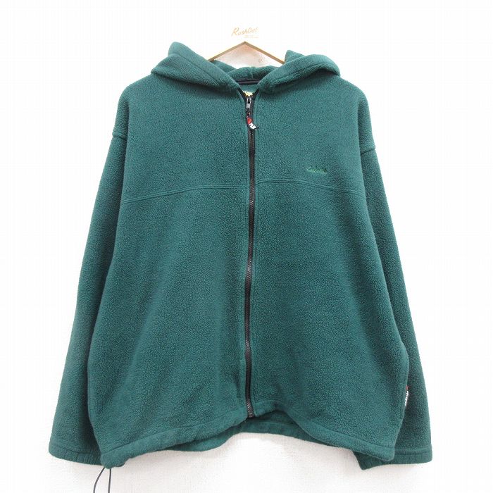 L★古着 カベラス 長袖 フリース ジャケット パーカー メンズ 90年代 90s ワンポイントロゴ ポーラテック USA製 緑 グリーン 24dec25 中古 アウター