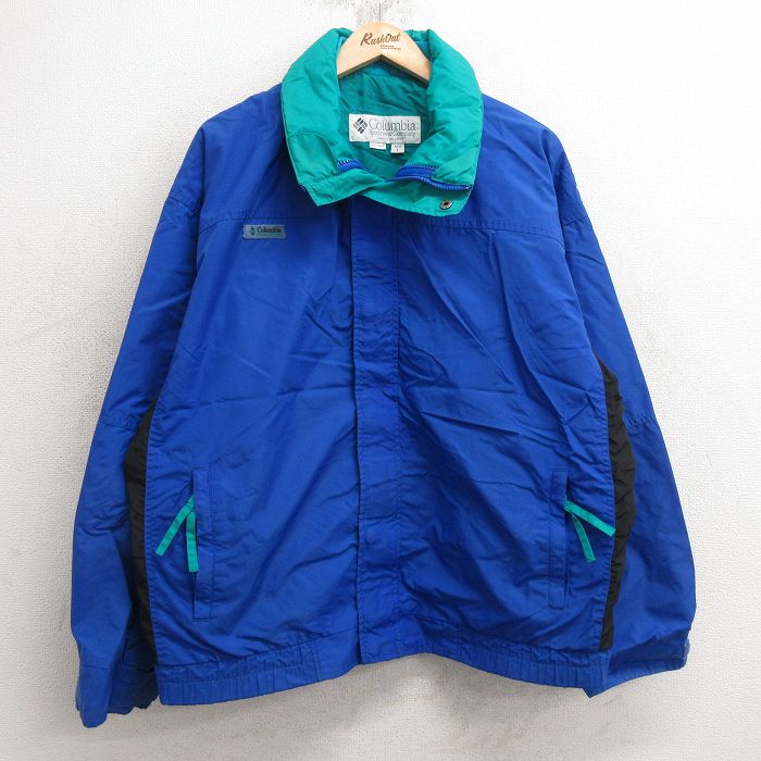XL★古着 コロンビア COLUMBIA 長袖 ナイロン ジャケット メンズ 90年代 90s 大きいサイズ 青他 ブルー 24dec27 中古 アウター