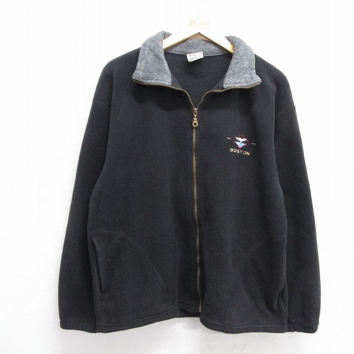M★古着 長袖 フリース メンズ 90年代 90s ボストン USA製 黒他 ブラック 25jan09 中古 アウター