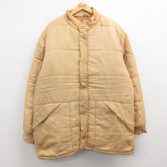 XL★古着 長袖 ジャケット メンズ 80年代 80s ロング丈 ベージュ系 カーキ 25jan10 中古 アウター