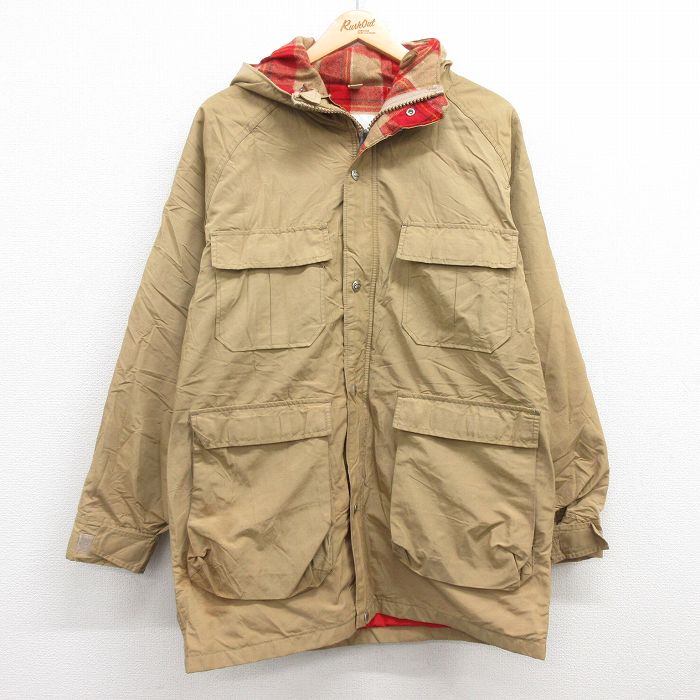 【20%OFF】M★古着 ウールリッチ WOOLRICH 長袖 ジャケット マウンテンパーカー メンズ 80年代 80s ロクヨンクロス ラグラン USA製 ベージュ カーキ 内側ウール 25jan10 中古 アウター