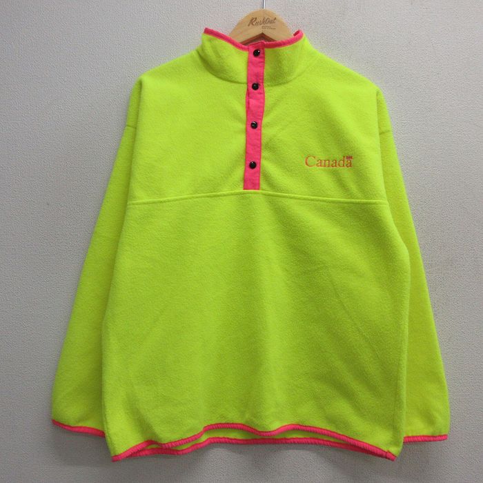 M★古着 長袖 フリース ジャケット メンズ 90年代 90s スナップT カナダ製 黄他 イエロー 25jan16 中古 アウター