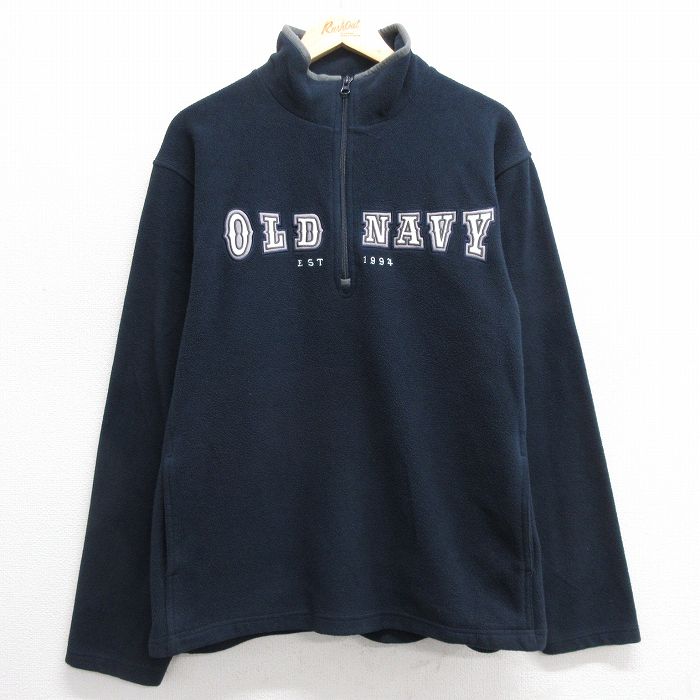【50%OFF】M★古着 オールドネイビー OLD NAVY 長袖 ハーフジップ フリース ジャケット メンズ 00年代 00s ビッグロゴ 紺他 ネイビー 25jan16 中古 アウター