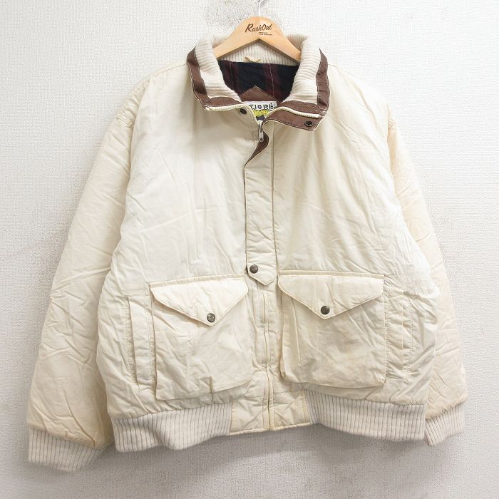 【50%OFF】XL★古着 ルティグレ 長袖 ジャケット メンズ 90年代 90s レザー使用 コットン 白 ホワイト 25jan16 中古 アウター