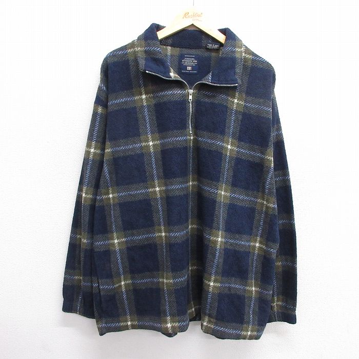 【50%OFF】XL★古着 FADED GLORY 長袖 ハーフジップ フリース ジャケット メンズ 00年代 00s 濃紺他 ネイビー チェック 25jan20 中古 アウター