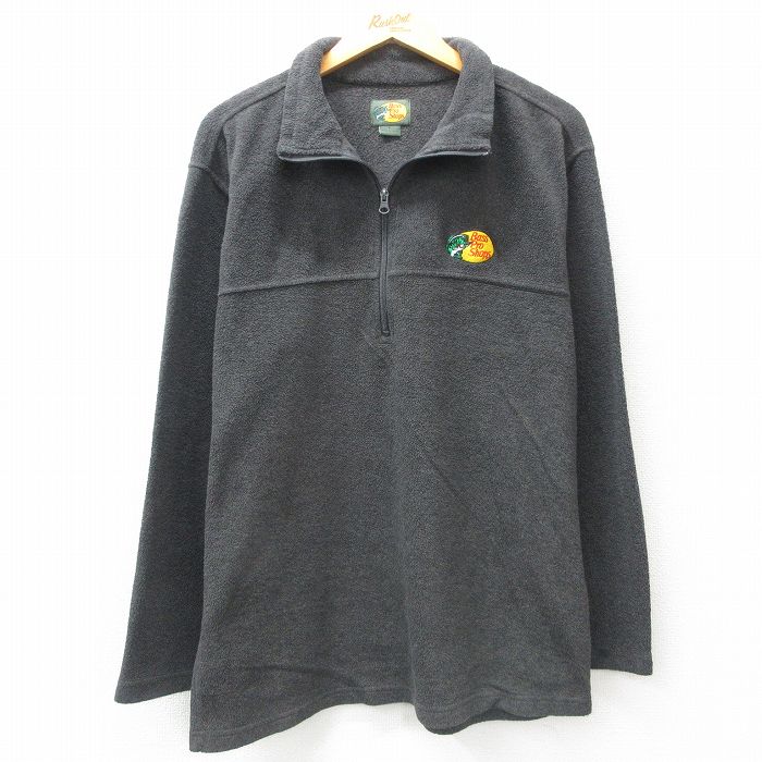 M★古着 長袖 ハーフジップ フリース ジャケット メンズ バスプロショップス グレー 25jan22 中古 アウター