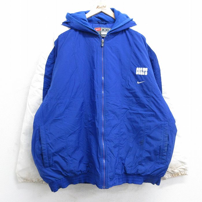 XL★古着 ナイキ NIKE 長袖 ナイロン ジャケット パーカー メンズ 00年代 00s NFL インディアナポリスコルツ 大きいサイズ リップストップ 青 ブルー アメフト スーパーボウル 内側キルティング 【spe】 25jan21 中古 アウター