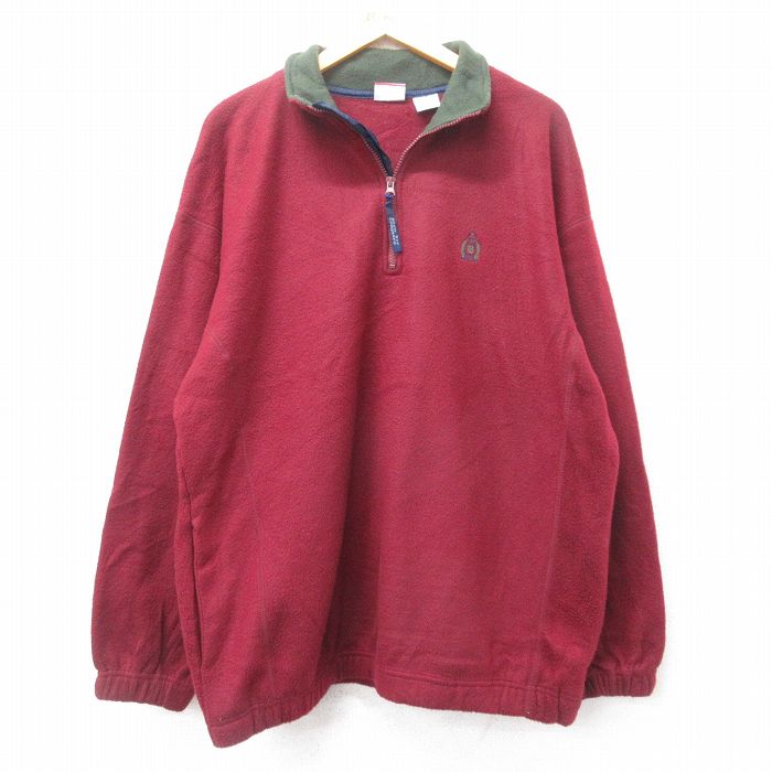 XL★古着 ビューグルボーイ 長袖 ハーフジップ フリース ジャケット メンズ ワンポイントロゴ エンジ他 25jan21 中古 アウター
