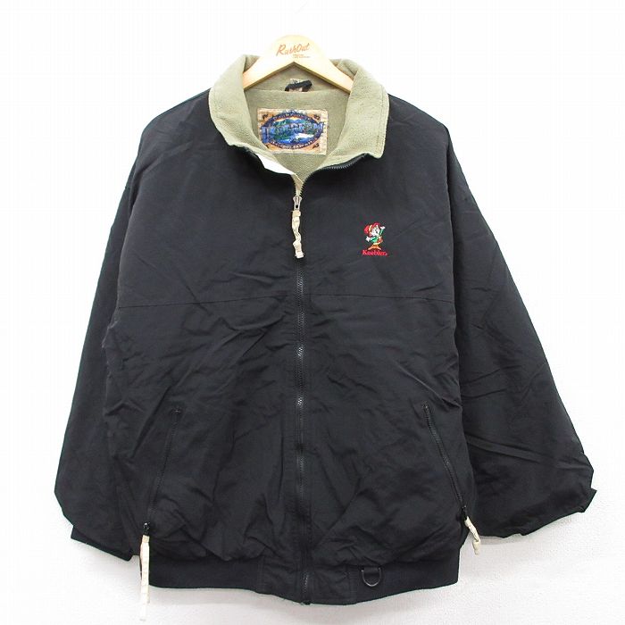XL★古着 Dunbrooke 長袖 ナイロン ジャケット メンズ 90年代 90s Keebler 黒 ブラック 内側フリース 25jan23 中古 アウター